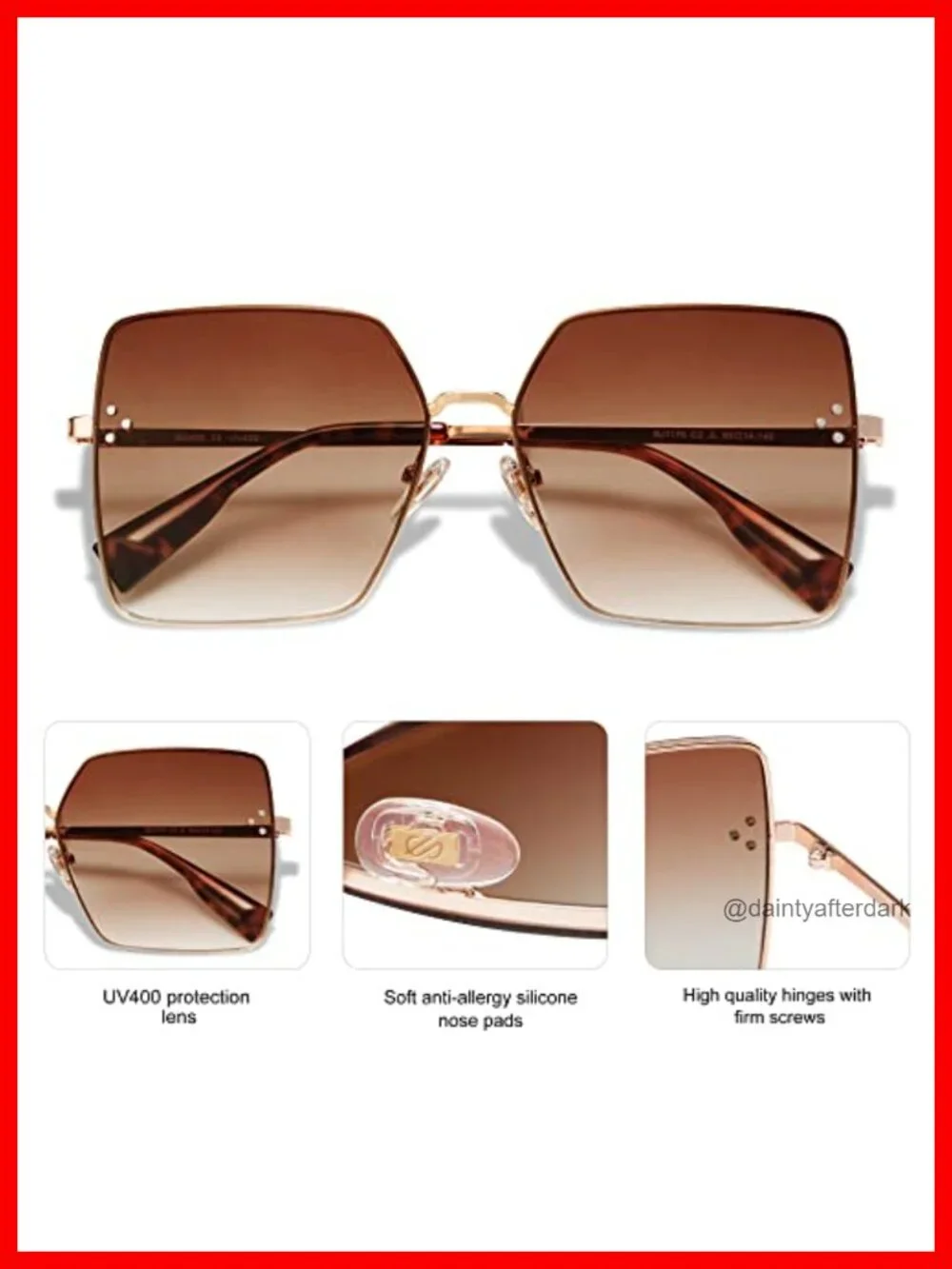 Trendy Square Sunglasses Women Oversized Designer Style UV Protection